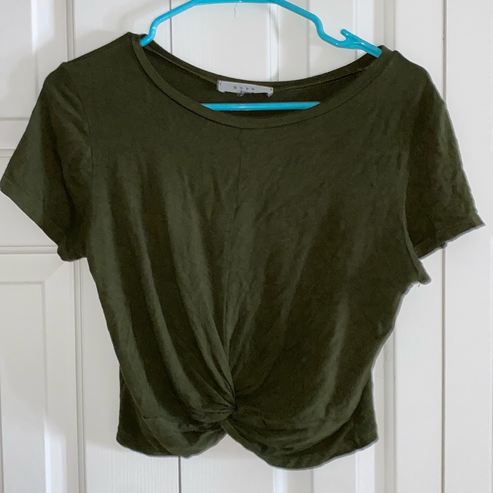 Army Green Cropped Cinch T Shirt